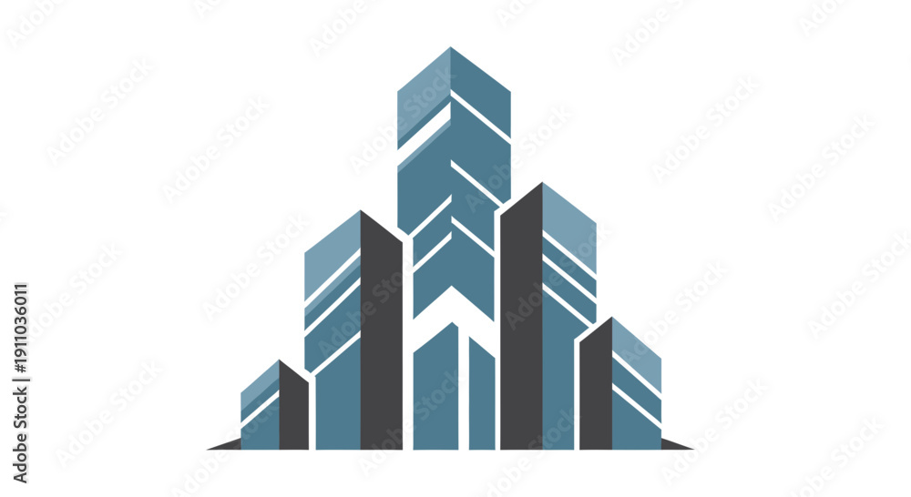 Fototapeta premium Modern Abstract City Skyline Graphic Perfect For Business, Industry and Finance Design