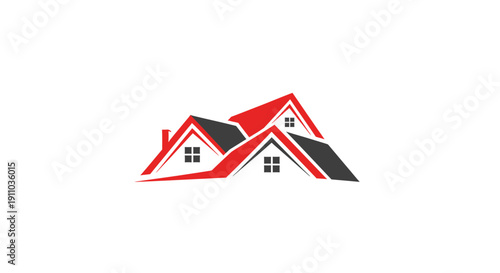 Modern Abstract Residential Icon Depicting a Grouping of Upscale Buildings in an Artistic Style