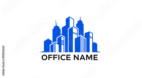 Modern Blue Cityscape Logo For Office Buildings, Property Development and Business