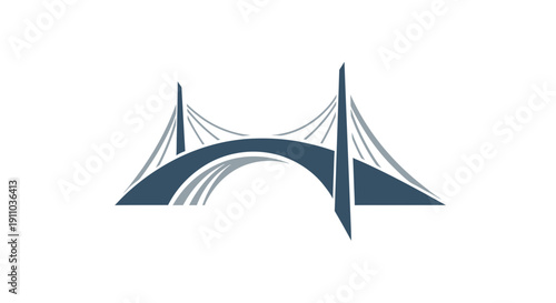 Modern Cable-Stayed Bridge Icon with Abstract Minimalist Silhouette Design