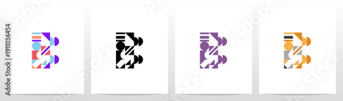Geometric Shape Combination Mosaic Tiling Composition Letter Initial Logo Design B