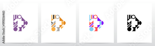 Geometric Shape Combination Mosaic Tiling Composition Letter Initial Logo Design D