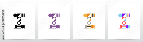 Geometric Shape Combination Mosaic Tiling Composition Letter Initial Logo Design I