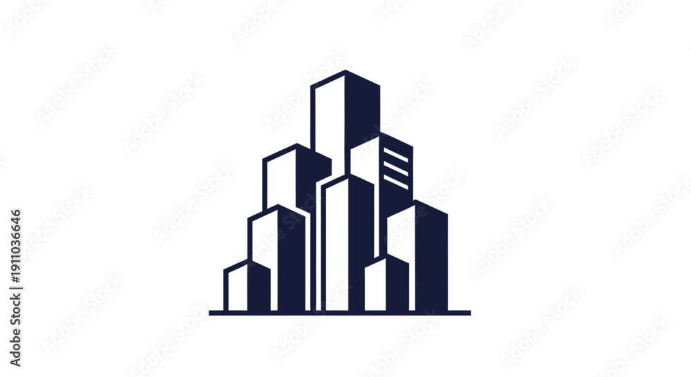 Fototapeta premium Modern Cityscape Graphic Element: Abstract Urban Design in Minimalist Style Concept