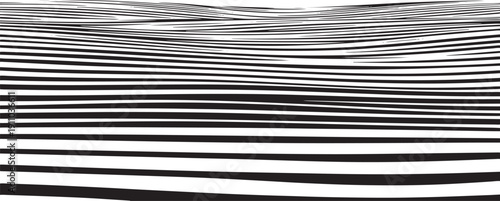 Black and white abstract wavy horizontal lines pattern background
