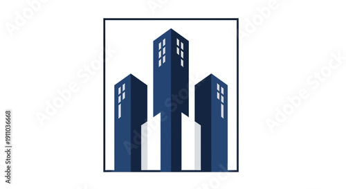 Modern Cityscape Graphic Illustrating Architectural Progress with Geometric Precision Design