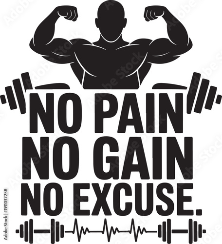 Motivational fitness quote with muscular man