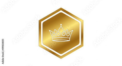 Golden Crown Logo Emblem Icon.