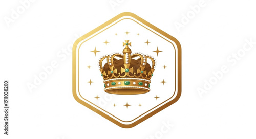 Golden Crown Icon Luxury Symbol.