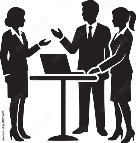 Business people shaking hands and talking in office