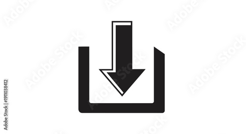 Download Icon: Arrow Pointing Down into Box Symbol