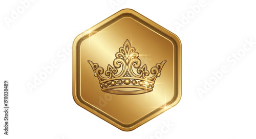 Golden Crown Icon Luxury Symbol.