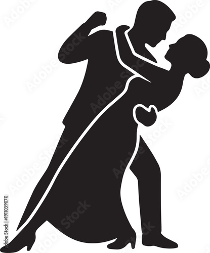 Silhouette of a man and woman holding guns together in a dramatic pose