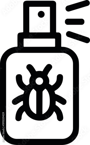 Insecticide spray bottle icon with a bug symbol for pest control and extermination services