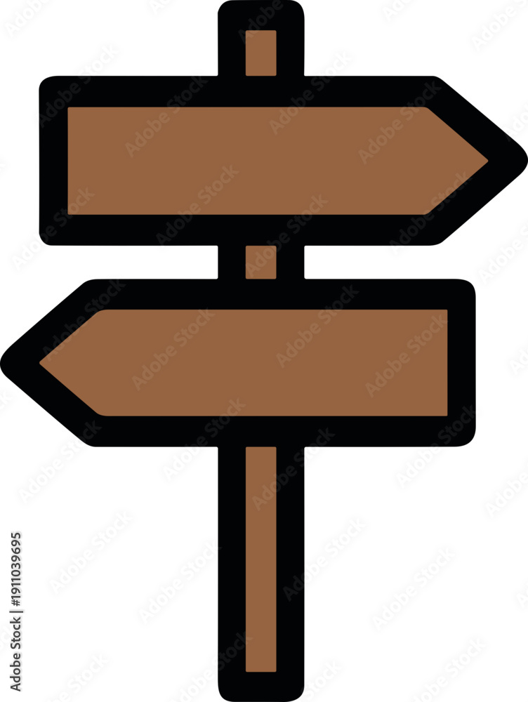 Fototapeta premium Wooden signpost with two arrows pointing in opposite directions indicating choices