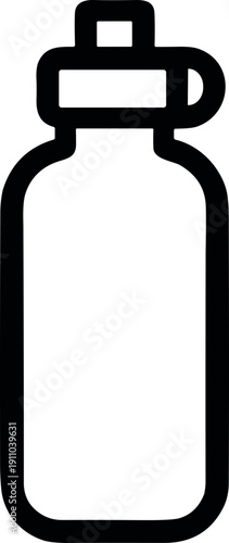 Simple black and white icon of a reusable water bottle with a cap and loop
