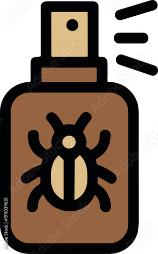 Insecticide spray bottle with bug icon, pest control solution for home and garden