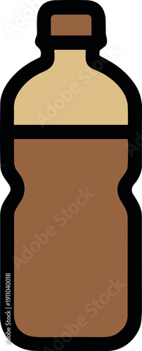 Simple brown bottle icon with a light brown cap and liquid inside