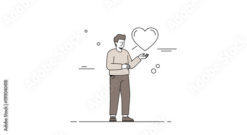 Man Offering A Heart Symbol Love And Care Concept