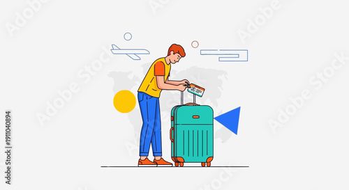 Man Packing Luggage Preparing For An Exciting Vacation Getaway