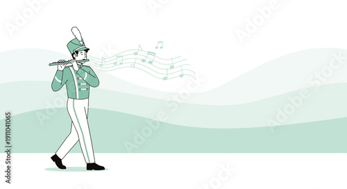 Marching Band Flutist Performing Melodious Tune In Outdoor Setting