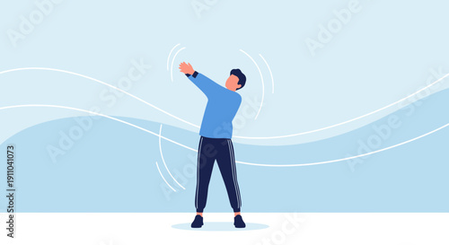 Man Performing Dynamic Stretching Exercises With Flowing Motion