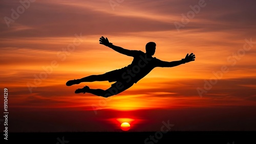 Wallpaper Mural Man jumping in mid air at sunset. Torontodigital.ca