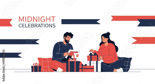 Midnight Gift Exchange Celebrations Between A Couple