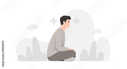 Mindful Meditation Moment Calm And Serene Inner Peace Illustration