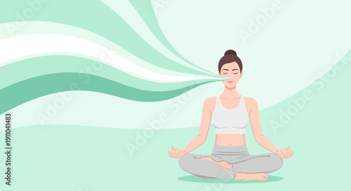 Mindful Breathing And Relaxation Techniques Practiced By A Serene Woman