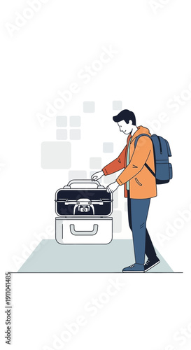 Man With Luggage Ready For Travel And Adventure Abroad