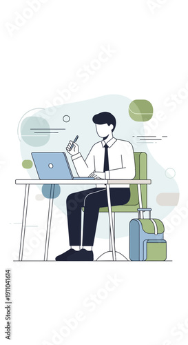 Man Working Laptop Desk Creative Business Office Lifestyle Digital Modern