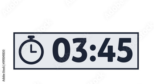 Digital clock display showing three hours forty five minutes in a rectangular frame