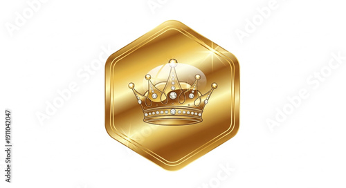 Golden Crown on Hexagonal Badge.
