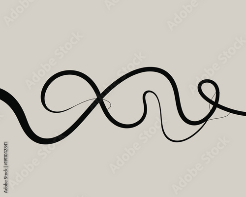 A black swirling line on a beige background