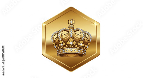 Golden Crown on Hexagon Badge.
