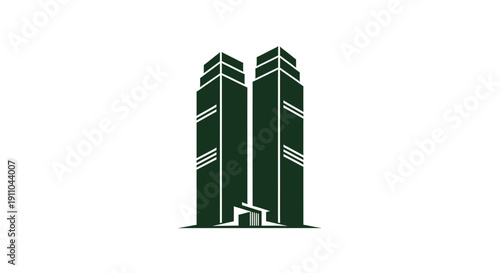 Modern Corporate Architecture Depicting Twin Towers on a Plain White Background