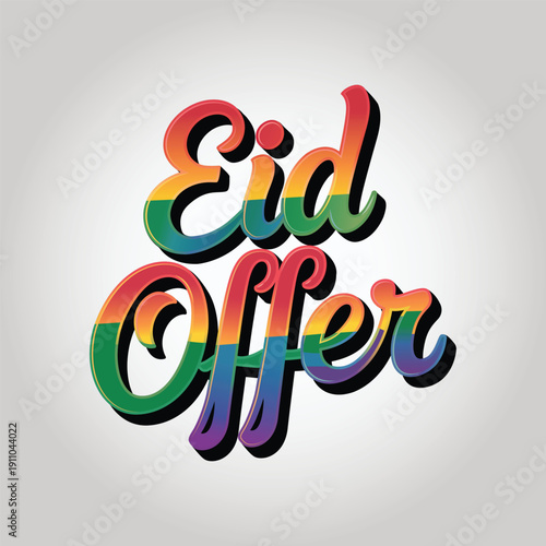 Eid Offer colorful text on gray background
