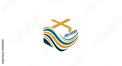 Modern Delivery Logo Featuring Box And Stylish Waves For Shipping Businesses Worldwide