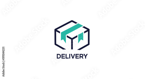 Modern Delivery Logo Featuring A Geometric Box and Vibrant Teal Accents for Shipping