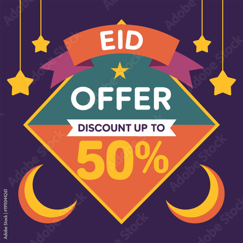 Eid offer discount up to fifty percent sign