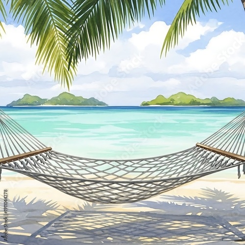 Wallpaper Mural Relaxed Hammock on Tropical Beach Vacation. Torontodigital.ca