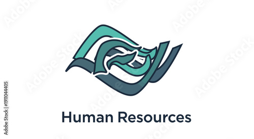 Modern Human Resources Emblem Featuring Abstract Flowing Graphic Design Element
