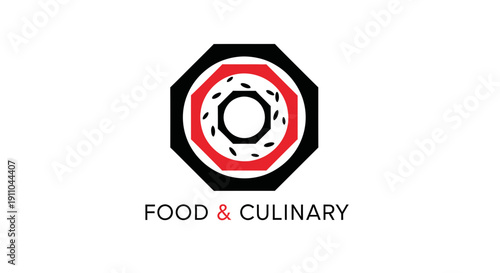 Modern Food and Culinary Logo Featuring Geometric Shapes and Artistic Elements