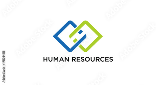 Modern Human Resources Emblem Featuring Connected Geometric Shapes And Text