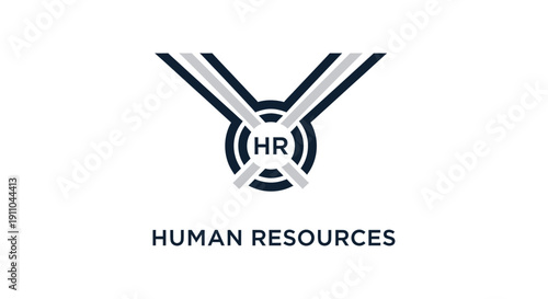 Modern Human Resources Emblem Featuring Dark Blue And Gray Color Accents On White Background