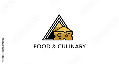 Modern Food and Culinary Logo Featuring Graphic Cheese Element and Triangle Structure