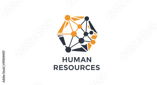 Modern Human Resources Emblem Featuring Networked Geometric Design and Elegant Colors