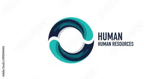 Modern Human Resources Logo Depicting Circular Design with Teal and Dark Blue Hues