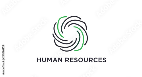 Modern Human Resources Logo Depicting Abstract Spiral Design, Elegant and Clean Branding